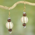 Wood and glass dangle earrings, 'Xoexe' - Handmade Dangle Earrings of Natural Wood and Recycled Glass thumbail