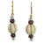 Wood and glass dangle earrings, 'Xoexe' - Handmade Dangle Earrings of Natural Wood and Recycled Glass thumbail