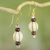 Wood and glass dangle earrings, 'Xoexe' - Handmade Dangle Earrings of Natural Wood and Recycled Glass