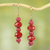 Recycled plastic dangle earrings, 'Ahomka Experience' - Recycled Plastic Dangle Earrings in Red and Pink from Ghana thumbail