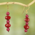 Recycled plastic dangle earrings, 'Ahomka Experience' - Recycled Plastic Dangle Earrings in Red and Pink from Ghana (image 2b) thumbail
