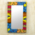 Wood and cotton wall mirror, 'Asasaawa' - Wall Mirror with Brightly Printed Fabric Frame from Ghana (image 2) thumbail