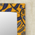 Cotton and wood wall mirror, 'Lapis Vines' - Ghanaian Cotton and Sese Wood Mirror in Daffodil and Lapis (image 2b) thumbail