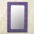 Cotton and wood wall mirror, 'Violet Destiny' - Cotton and Sese Wood Mirror in Violet and Indigo from Ghana thumbail