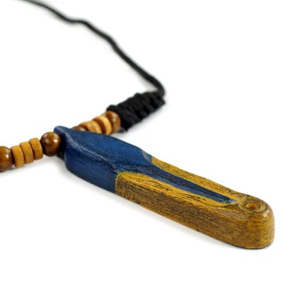 Wood pendant necklace, 'Afadjato Mountain' - Hand Crafted African Ethnic Style Wood Pendant Necklace