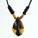 Wood pendant necklace, 'Manubea' - African Style Hand Carved Wood Necklace with Female Mask