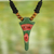 Wood pendant necklace, 'Ghanaian Eagle' - Adjustable Sese Wood Necklace in Red and Green from Ghana thumbail