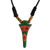 Wood pendant necklace, 'Ghanaian Eagle' - Adjustable Sese Wood Necklace in Red and Green from Ghana (image 2a) thumbail