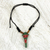 Wood pendant necklace, 'Ghanaian Eagle' - Adjustable Sese Wood Necklace in Red and Green from Ghana (image 2b) thumbail
