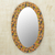 Cotton and wood wall mirror, 'Sunrise Flowers' - Cotton and Sese Wood Multicolored Floral Mirror from Ghana (image 2) thumbail