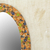 Cotton and wood wall mirror, 'Sunrise Flowers' - Cotton and Sese Wood Multicolored Floral Mirror from Ghana (image 2b) thumbail