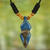 Wood pendant necklace, 'Akwatia Diamond' - Adjustable Sese Wood Necklace in Blue and Black from Ghana (image 2) thumbail