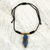 Halskette mit Holzanhänger - Verstellbare Halskette aus Sese-Holz in Blau und Schwarz aus Ghana