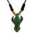 Wood pendant necklace, 'African Horns' - Adjustable Sese Wood Pendant Necklace in Green from Ghana thumbail