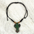 Wood pendant necklace, 'African Horns' - Adjustable Sese Wood Pendant Necklace in Green from Ghana (image 2b) thumbail