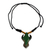 Wood pendant necklace, 'African Horns' - Adjustable Sese Wood Pendant Necklace in Green from Ghana (image 2c) thumbail