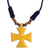 Wood pendant necklace, 'Cross of Divinity' - Adjustable Sese Wood Yellow Cross Necklace from Ghana thumbail