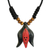 Wood pendant necklace, 'Oson Style' - Ethnic Style Abstract Elephant Hand Carved Wood Necklace