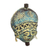 Ceramic ornament, 'Wise Elder in Blue' - Artisan Crafted Blue Ceramic and Raffia Ornament from Ghana