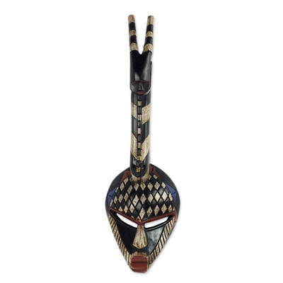 African wood mask, 'Donkor Protection I' - Ashanti Style Original Wall Mask Hand Crafted in West Africa