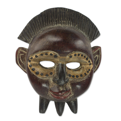 Hand Crafted African Sese Wood Mask by a Ghanaian Artisan