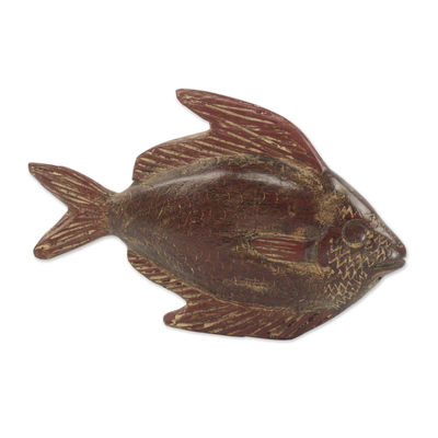 Sese Wood Sculpture of a Fish by a Ghanaian Artist