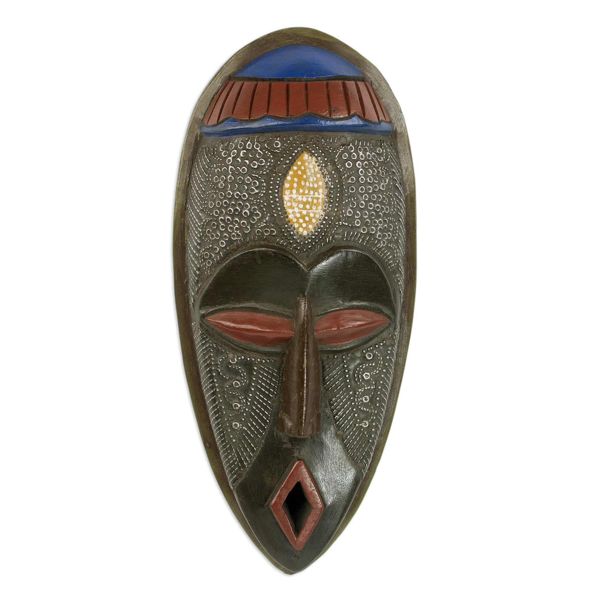 Handcrafted Sese Wood And Aluminum African Mask from Ghana - Ahoto ...