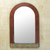 Wood wall mirror, 'Colorful Arch' - Wood and Recycled Glass Beaded Mirror by Ghanaian Artisans