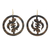 Ebony wood dangle earrings, 'Round Gye Nyame' - Ebony Wood Circular Adinkra Dangle Earrings from Ghana thumbail
