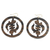 Ebony wood dangle earrings, 'Round Gye Nyame' - Ebony Wood Circular Adinkra Dangle Earrings from Ghana