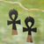 Ebony wood dangle earrings, 'Life Ankhs' - Ebony Wood Ankh Cross Dangle Earrings from Ghana (image 2) thumbail