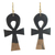 Ebony wood dangle earrings, 'Life Ankhs' - Ebony Wood Ankh Cross Dangle Earrings from Ghana thumbail