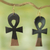 Ebony wood dangle earrings, 'Life Ankhs' - Ebony Wood Ankh Cross Dangle Earrings from Ghana (image 2b) thumbail