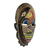 African wood mask, 'Monkey' - Handcrafted Ghanaian Sese Wood Wall Mask with Recycled Beads