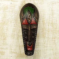 African wood mask, 'Bambara Portrait' - African Wood Wall Mask of Bambara Portrait Crafted by Hand
