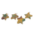 Wood ornaments, 'Nsruma Glory' (set of 4) - Four Sese Wood Star Ornaments in Red Green and Yellow