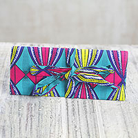 Cotton cosmetics case, 'Bright Beginnings' - Multi-Color Printed Cotton Cosmetics Case from Ghana