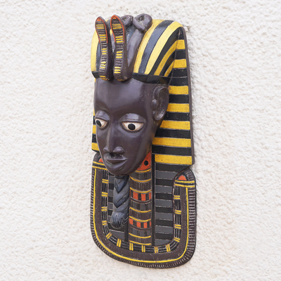 African wood mask, 'Tutankhamun' - Hand Carved Artisan Crafted Tutankhamun African Mask