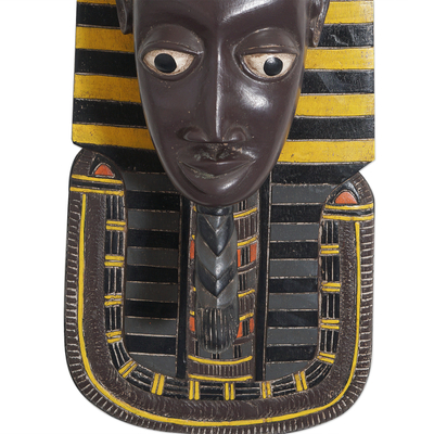 Máscara de madera africana - Máscara africana de tutankamón artesanal tallada a mano