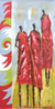 Massai-Tänzer - Signierte expressionistische Malerei von Massai-Tänzern aus Ghana