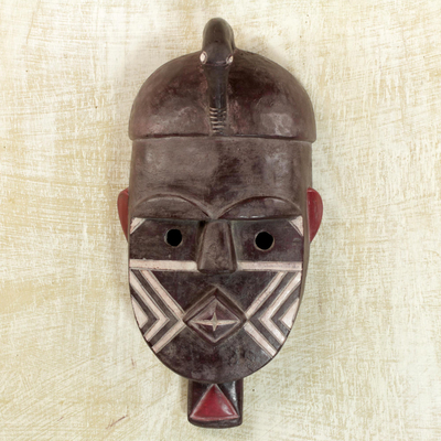African wood mask, 'Kuba' - African Wood Kuba Initiation Ceremony Mask from Ghana