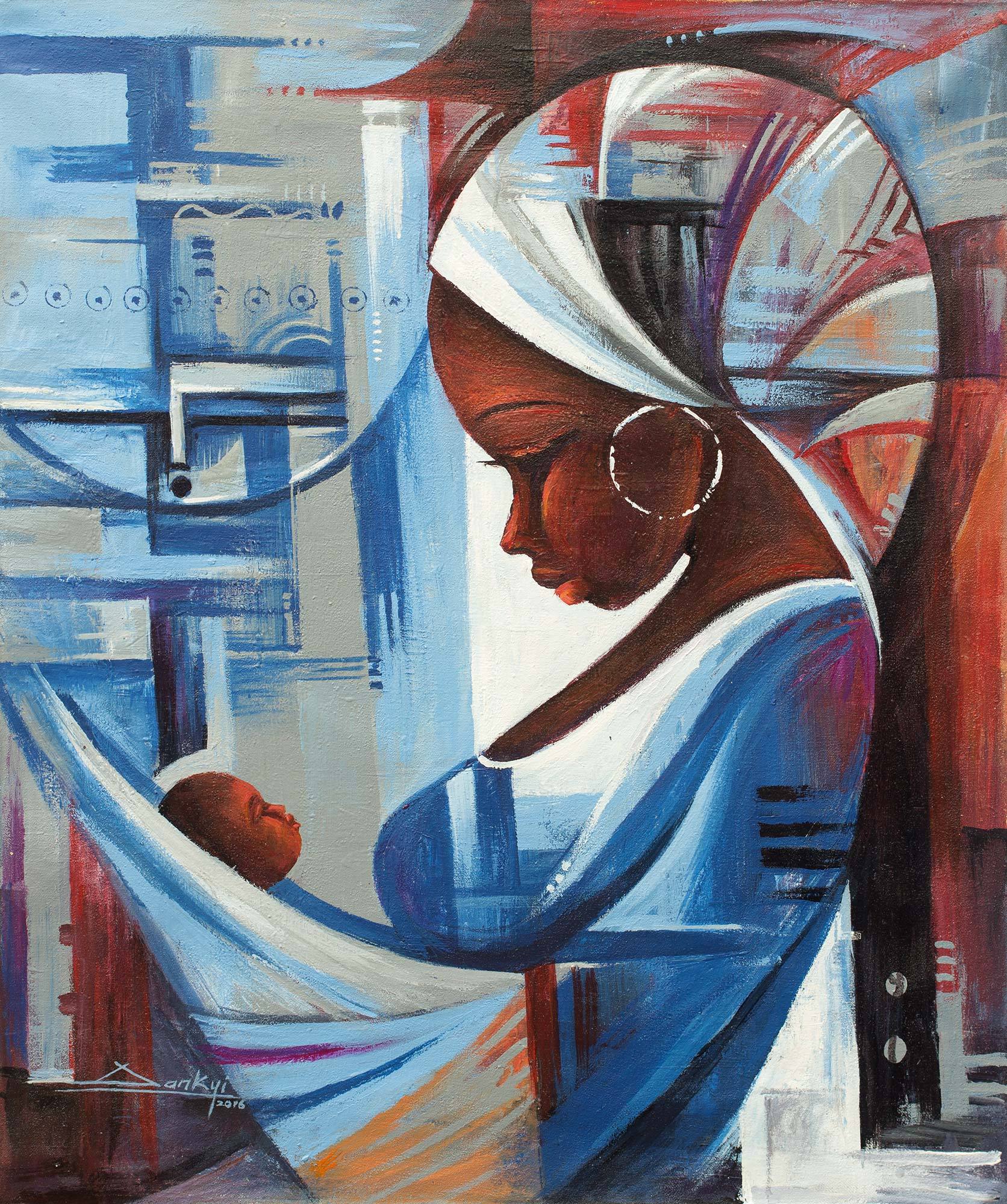 Expressionist Painting Of A West African Mother And Child Mother And Child Novica