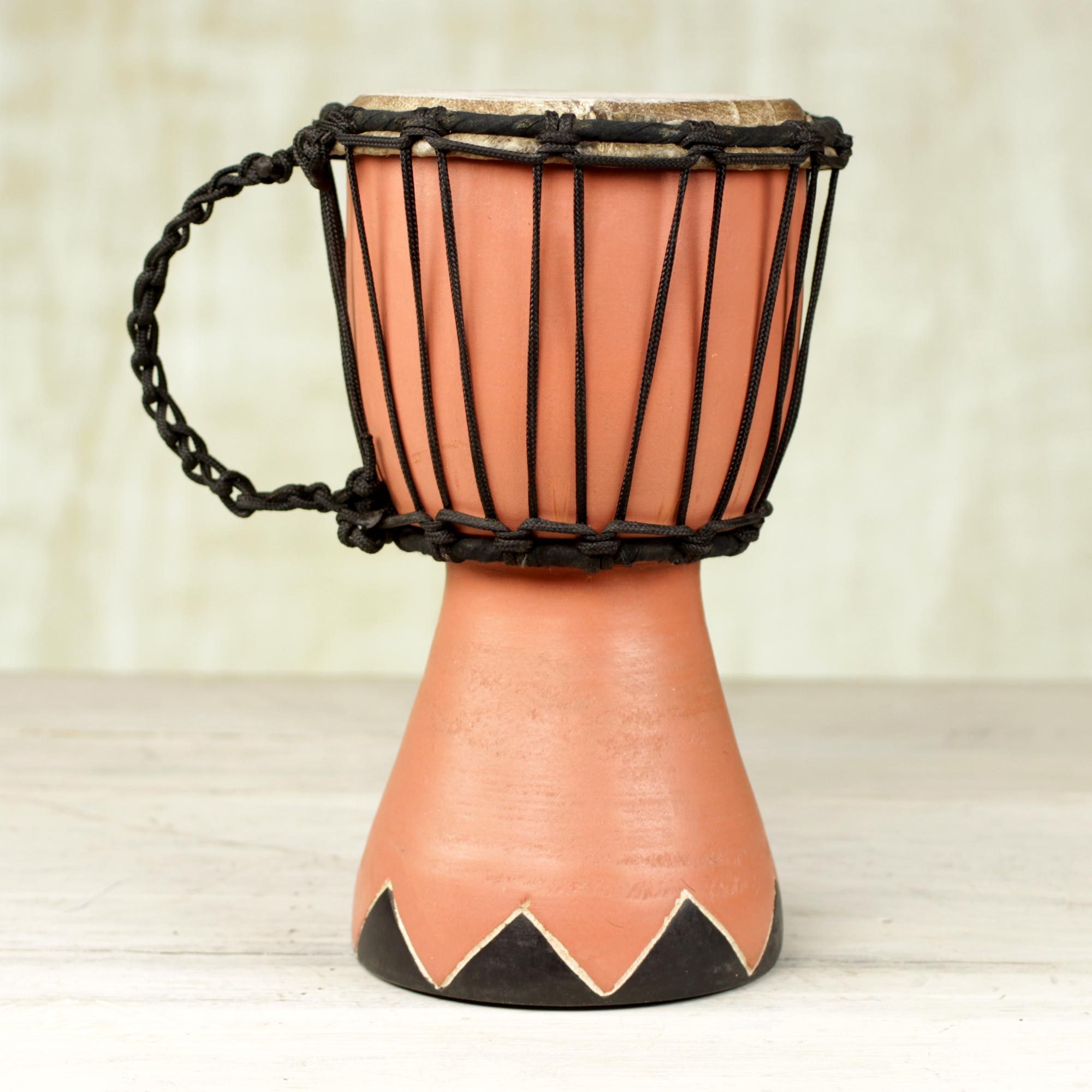 Artisan Crafted West African Mini Djembe Brown Drum Gather in Peace