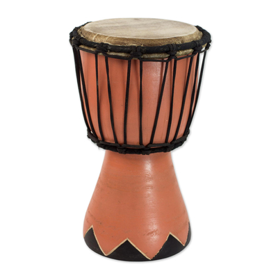 Mini-Djembe-Trommel aus Holz - Handgefertigte westafrikanische Mini-Djembe-Trommel in Braun