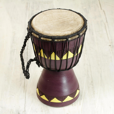 Tambor mini djembe de madera - Auténtico tambor mini djembe africano hecho a mano