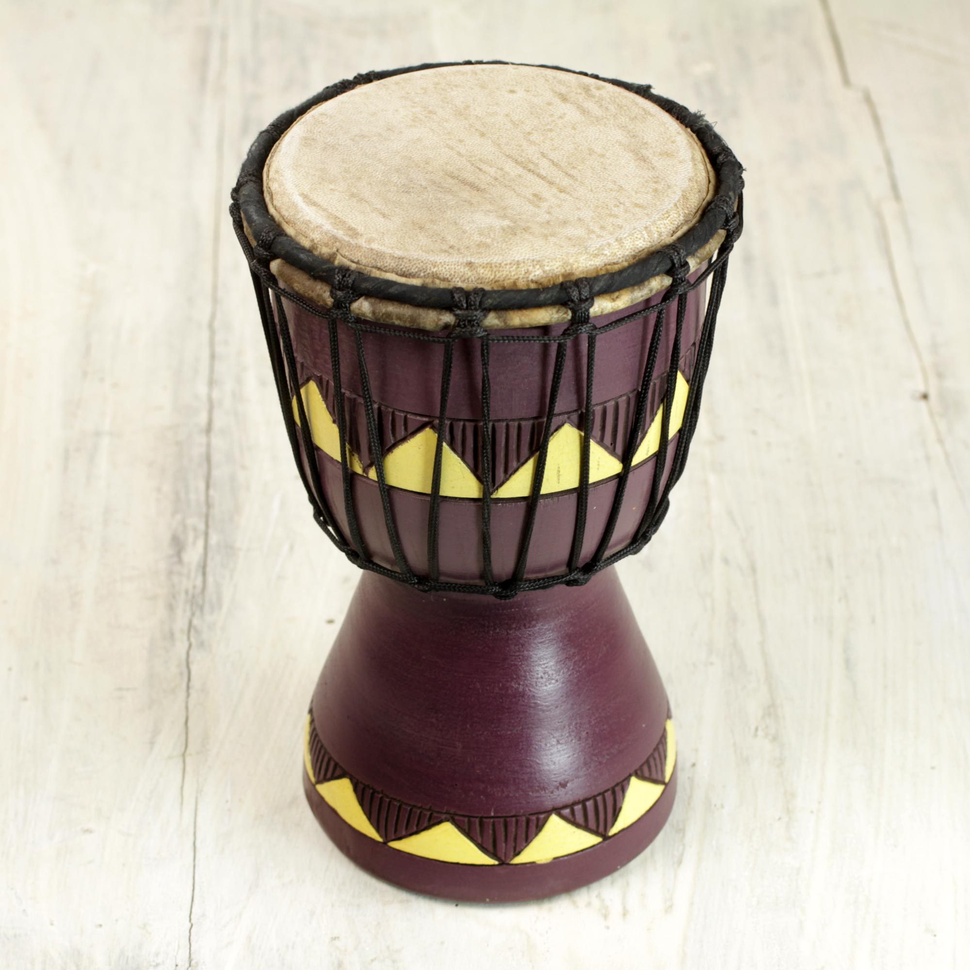 Authentic African Mini Djembe Drum Crafted by Hand African Aubergine