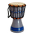 Tambor mini djembe de madera - Mini tambor Djembe africano auténtico gris y azul hecho a mano