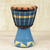 Mini-Djembe-Trommel aus Holz - Handwerklich gefertigte authentische afrikanische Mini-Djembe-Trommel in Blau