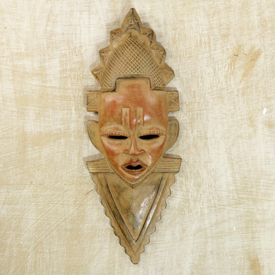 Afrikanische Holzmaske - Handgefertigte afrikanische Kulturmaske aus Sese-Holz aus Ghana