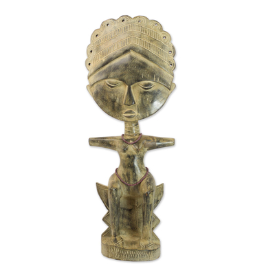 Handcrafted Sese Wood Fertility Doll from Ghana